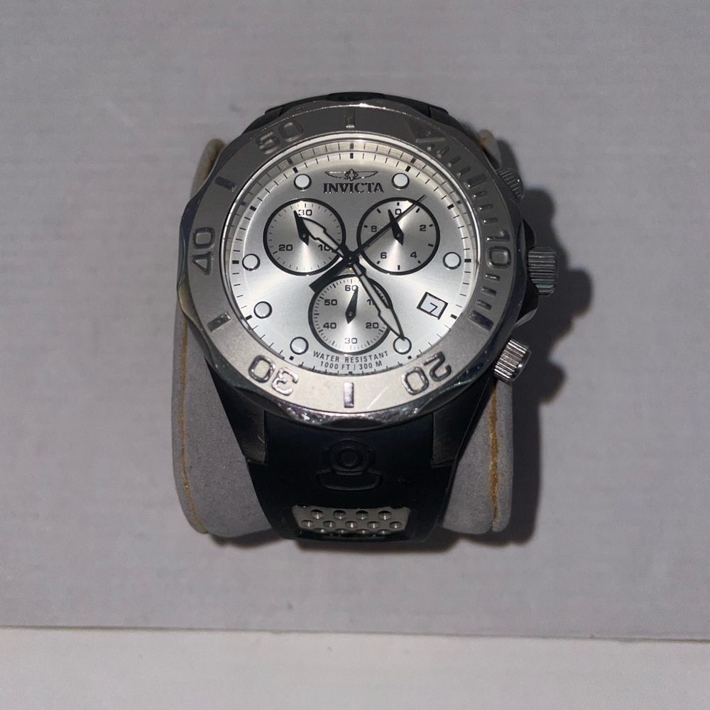Invicta Silver Dial Black Strap Watch